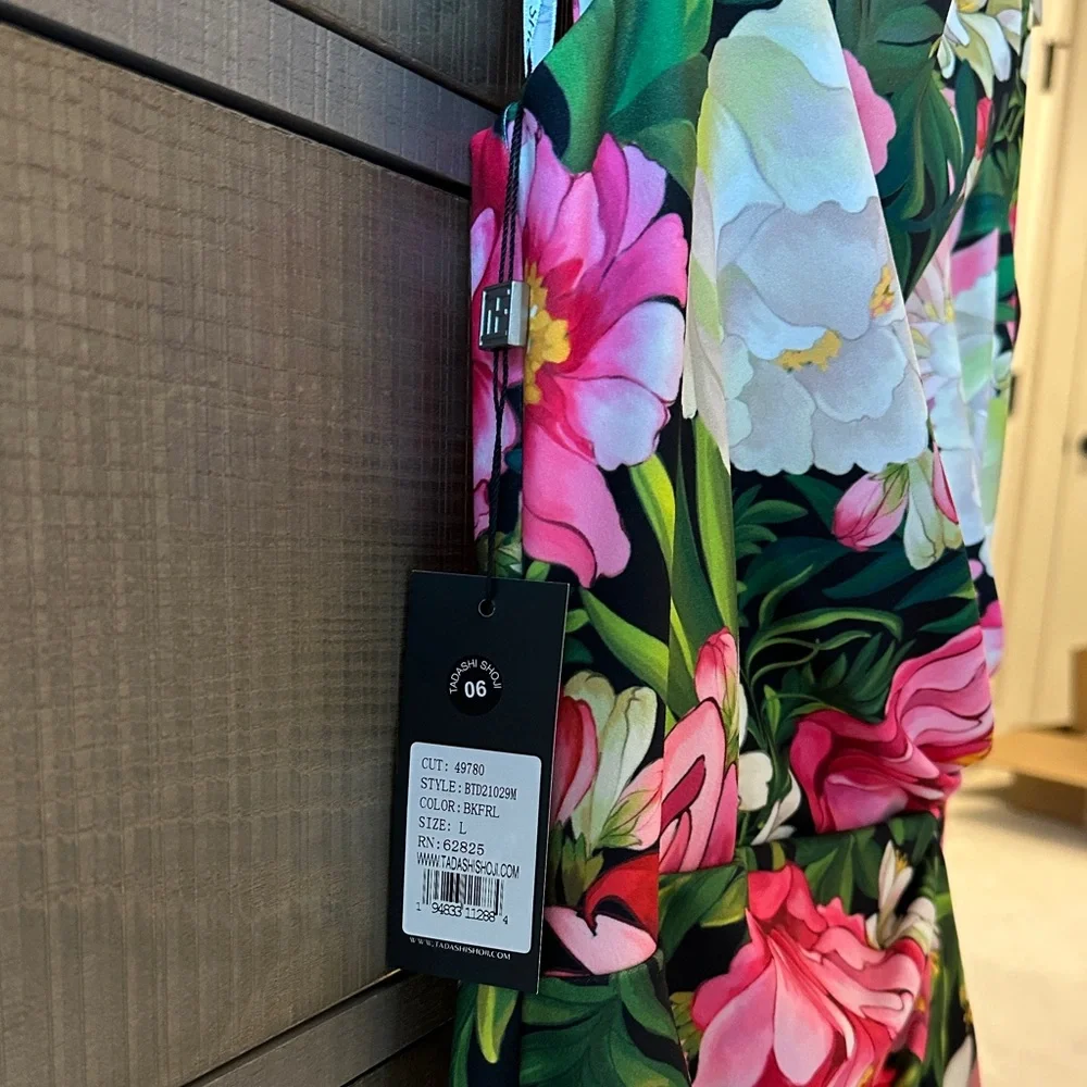 Tadashi Shoji Pink and Green Floral Dress - Picture 5 of 9